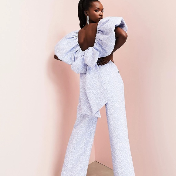 ASOS BLUE WIDE LEG FLORAL JUMPSUIT - Picture 4 of 4